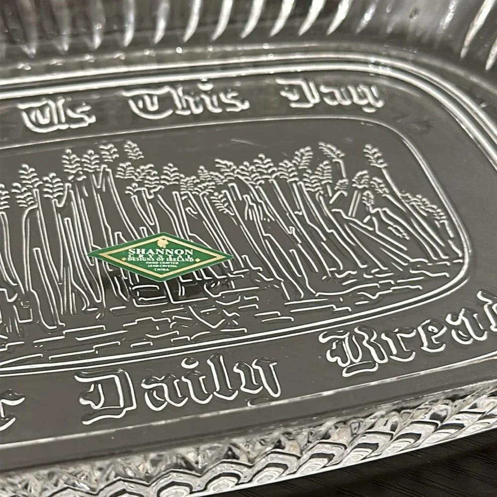 Shannon Crystal Ireland Handcrafted Lead Crystal Give Us This Day Bread Tray